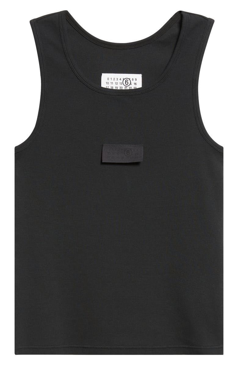 MM6 Maison Margiela Numeric Logo Patch Stretch Cotton Tank, Alternate, color, Black