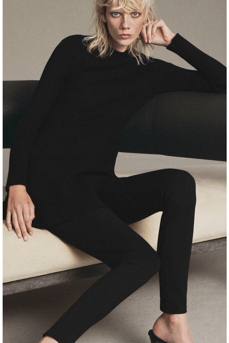 Long Sleeve Rib Sweater Dress, Alternate, color, BLACK