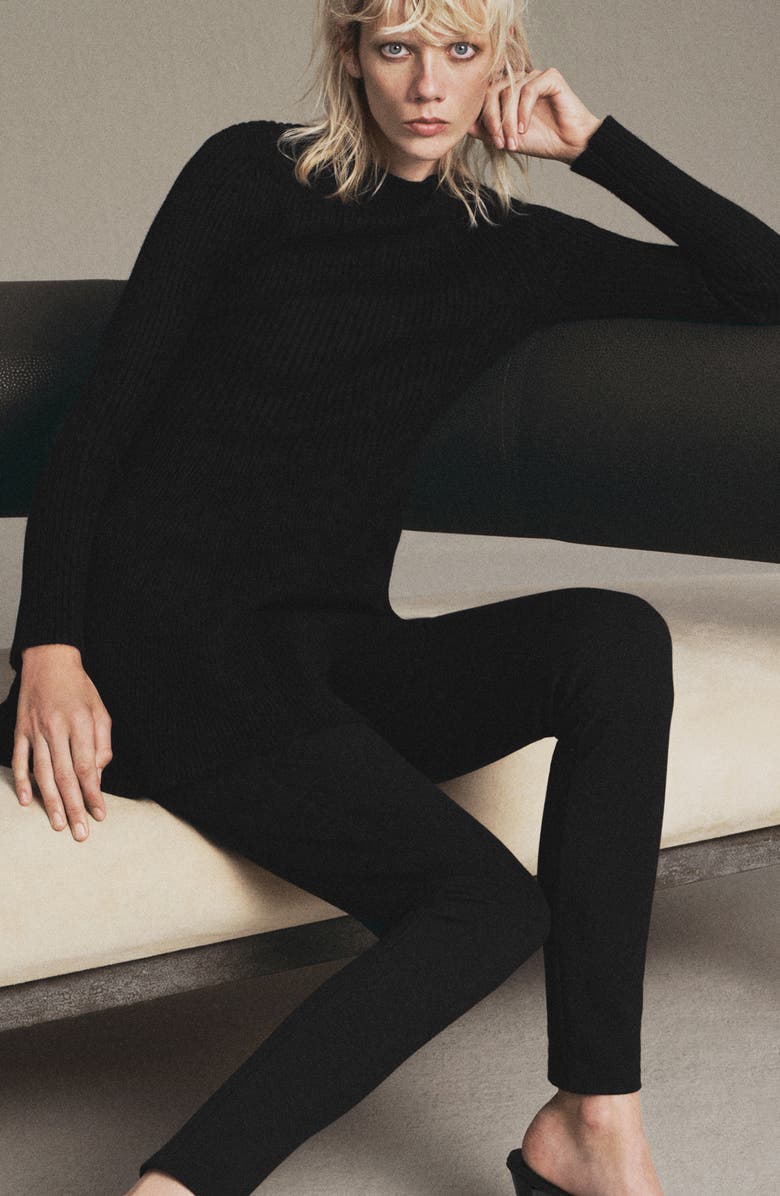 MANGO Long Sleeve Rib Sweater Dress, Alternate, color,