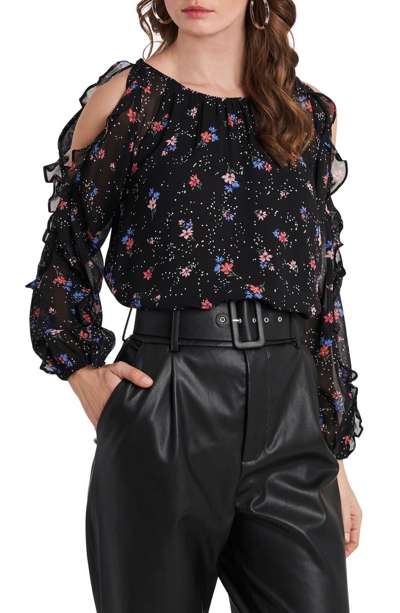 1.STATE Cold Shoulder Ruffle Sleeve Blouse, Main, color,