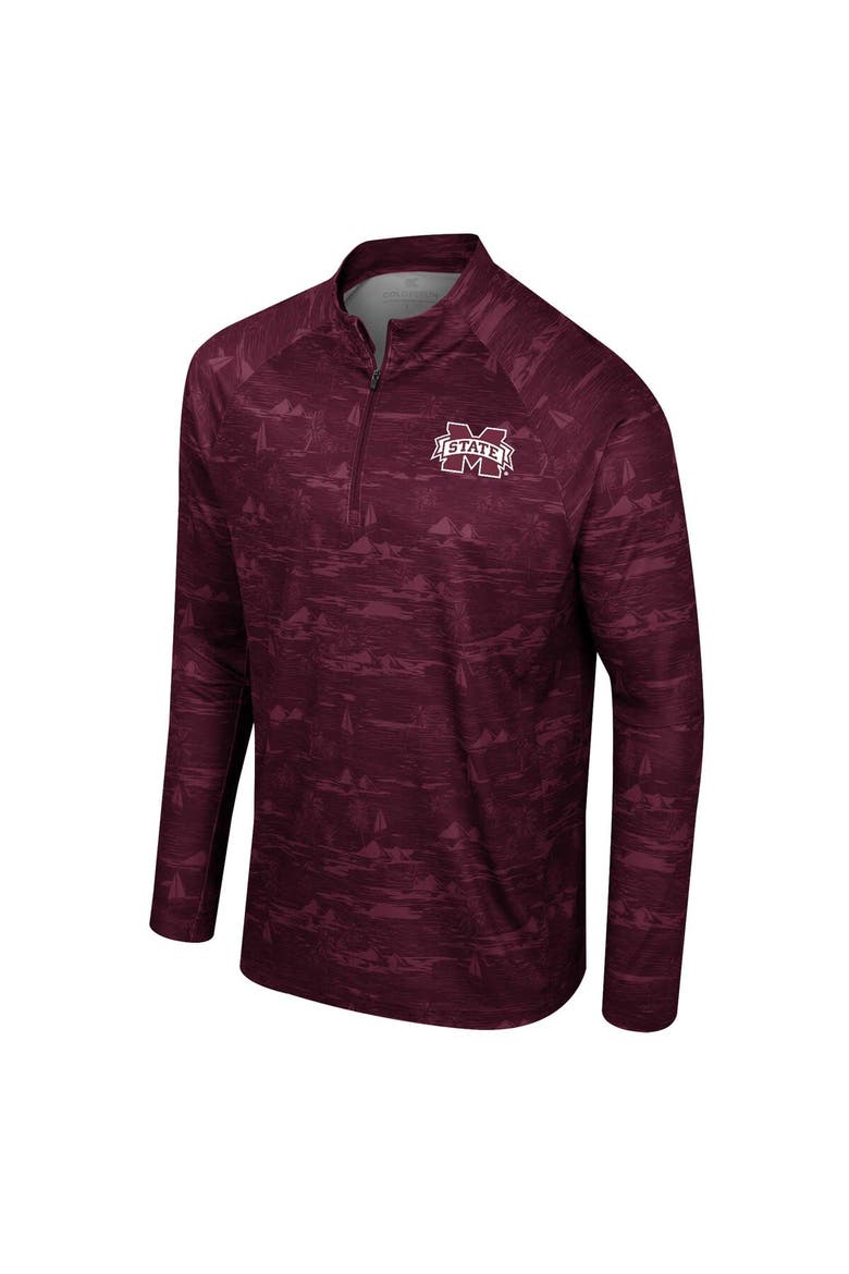 Men's Colosseum Maroon Mississippi State Bulldogs Carson Raglan Quarter-Zip Jacket, Alternate, color, Maroon