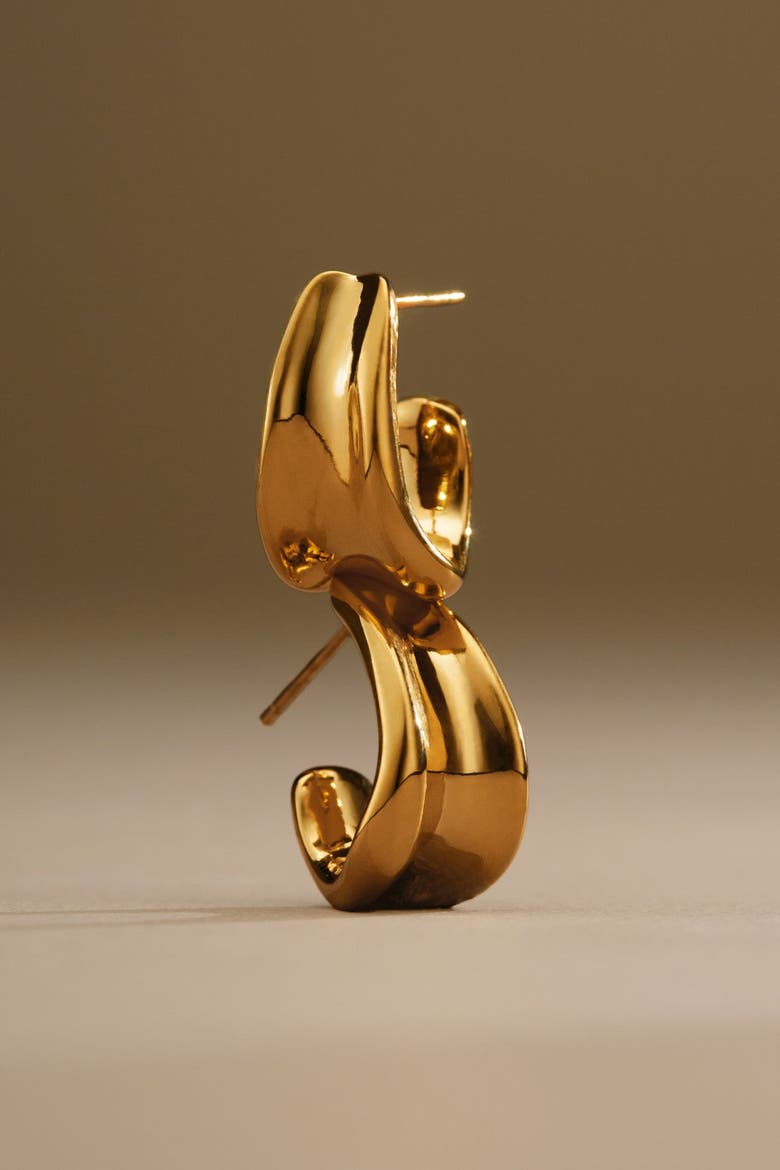 Molten Luxe Waterproof Gold Hoop Earrings, Alternate, color, Gold