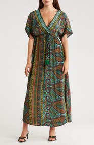 La Fiorentina Floral Surplice V-Neck Maxi Dress