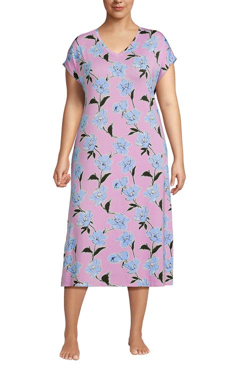 Short Sleeve Cooling Midi Nightgown