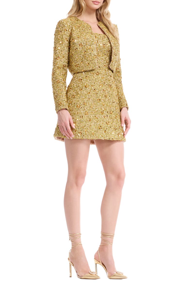 Dress the Population Andra Sequin Embellished Jacket, Alternate, color, Gold Multi