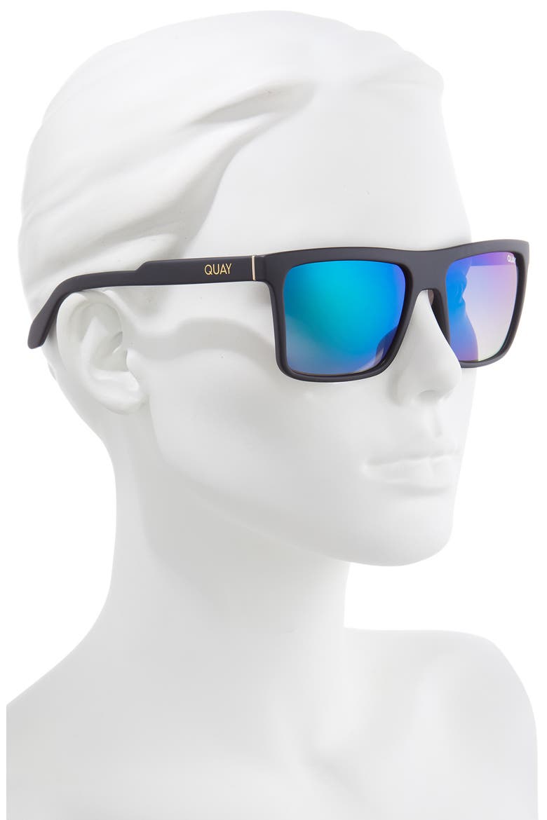 Australia 56mm Gradient Square Sunglasses, Alternate, color, MATTE BLACK / NAVY MIRROR