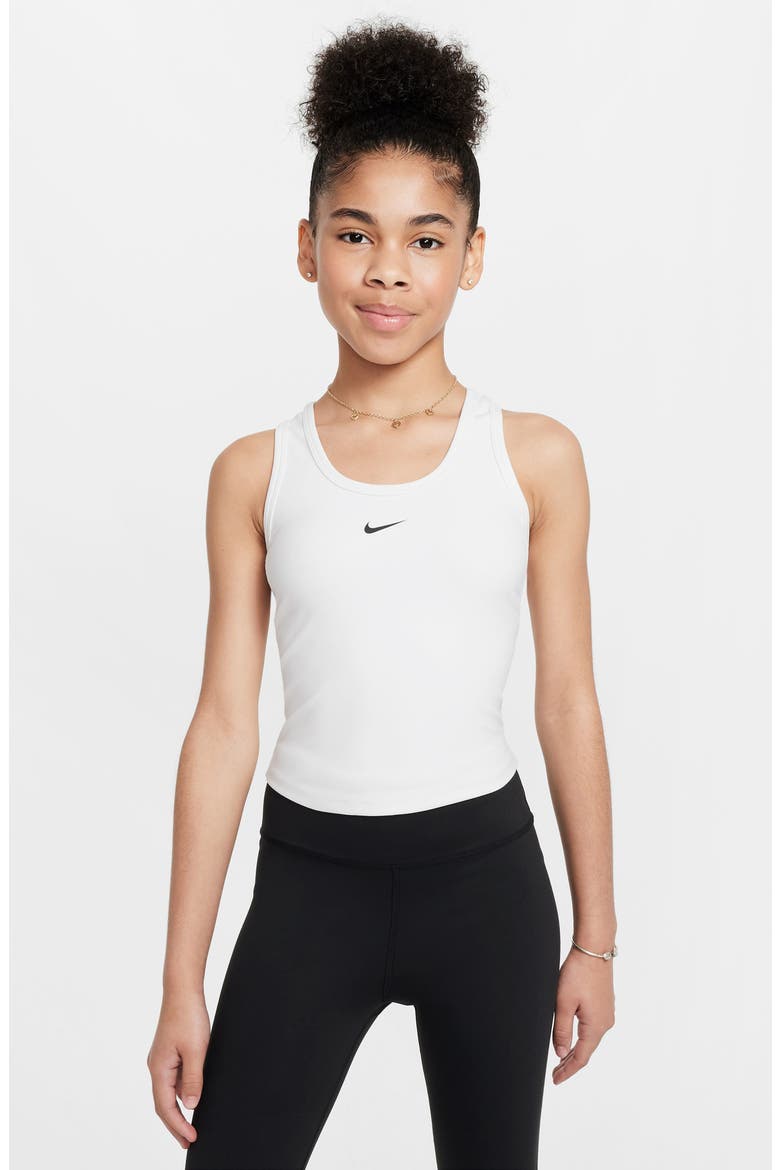 Kids' Dri-FIT Strappy Tank, Main, color, 100 WHITE/BLACK