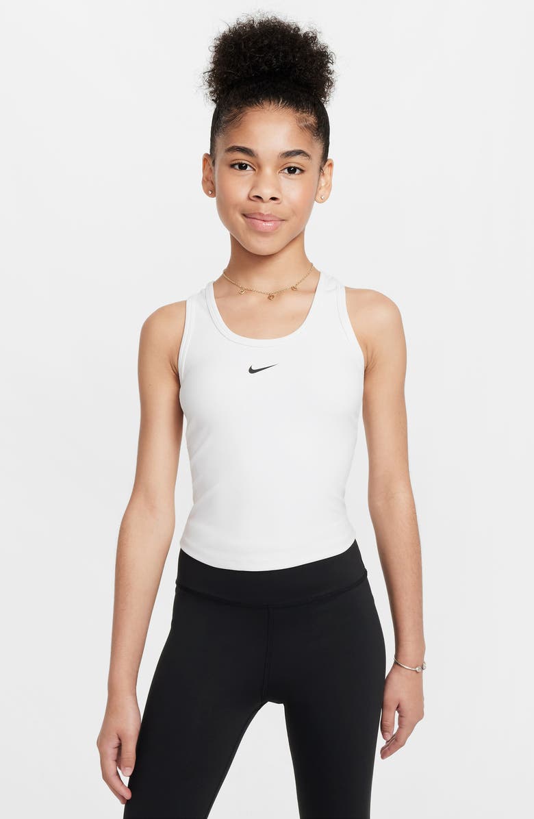 Nike Kids' Dri-FIT Strappy Tank, Main, color, 100 White/Black