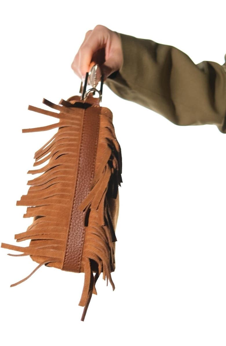 Forever & Always Shoes Astren Leather Shoulder Bag, Alternate, color, Cognac Suede Leather