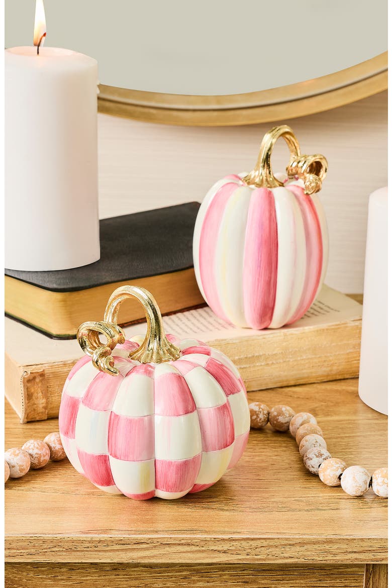 Bubblegum Check & Stripe Set of 2 Pumpkins, Alternate, color, PINK