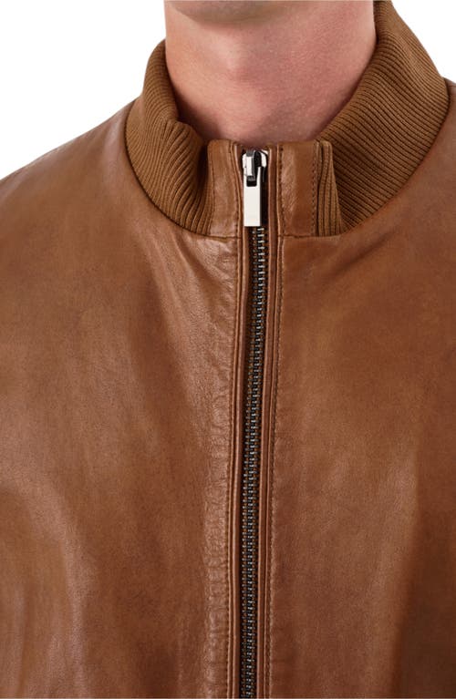 Regency Zip Leather Jacket In Cognac