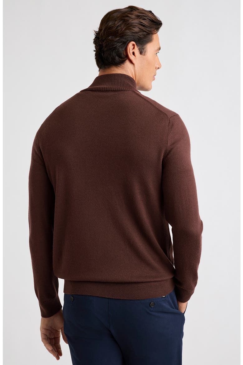 Merino Wool Quarter Zip Sweater, Alternate, color, LIGHT BROWN