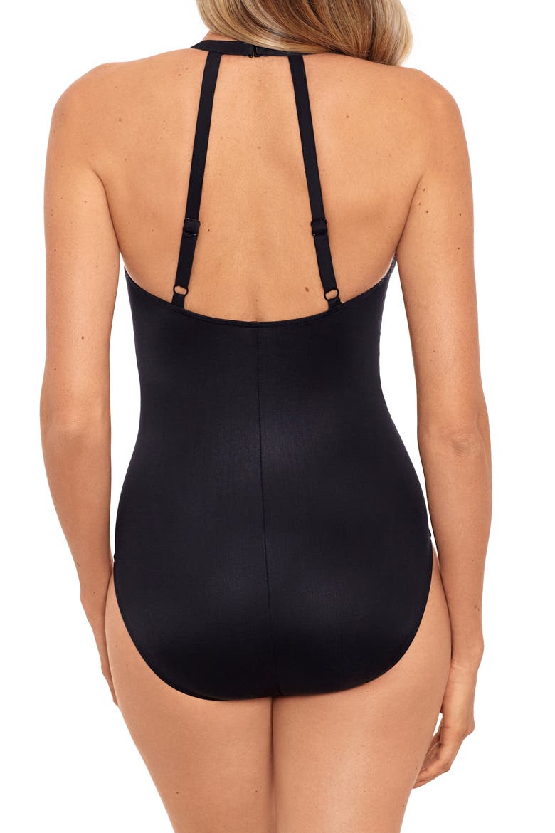 Illusionist Wrapture One-Piece Swimsuit, Alternate, color, BLK