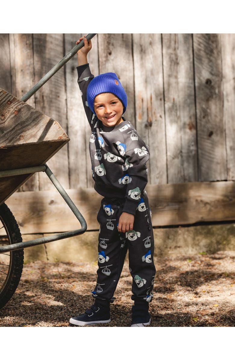 Deux par Deux Fleece Pullover Sweatshirt Dog, Main, color, Gray