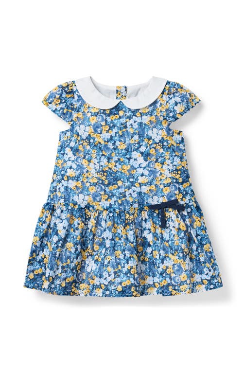 Janie And Jack Floral Dropwaist Dress In Blue