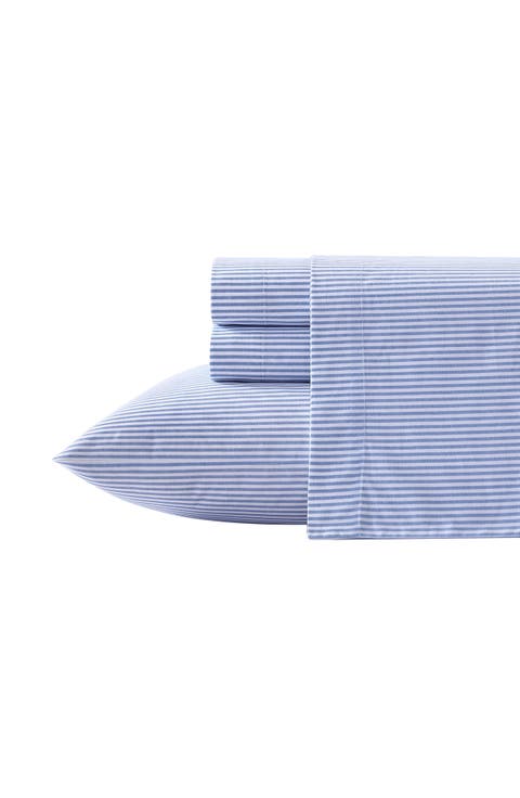 Oxford Stripe 200 Thread Count Cotton Percale Sheet Set