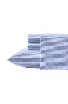 POPPY AND FRITZ Oxford Stripe 200 Thread Count Cotton Percale Sheet Set