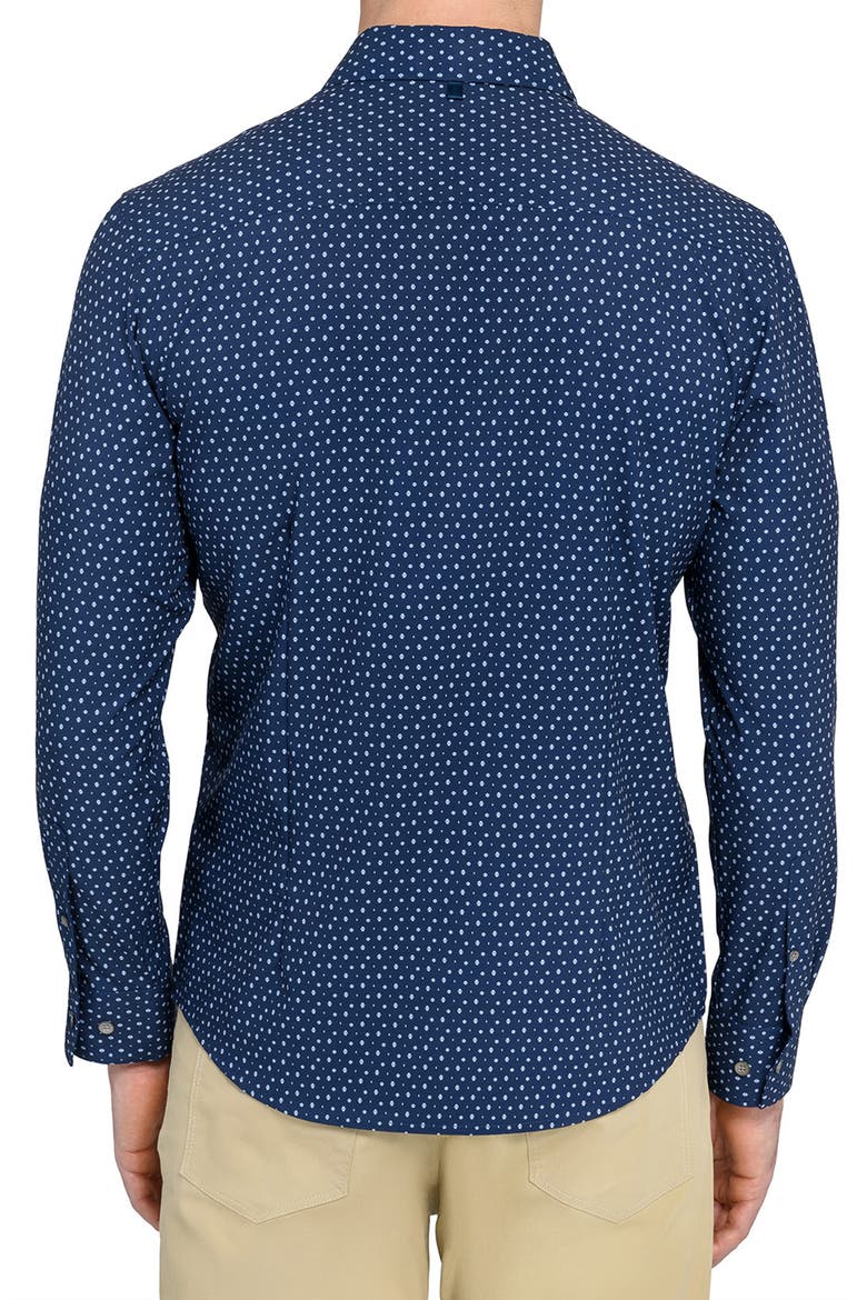 Trim Fit Neat Performance Button-Up Shirt, Alternate, color, NAVY