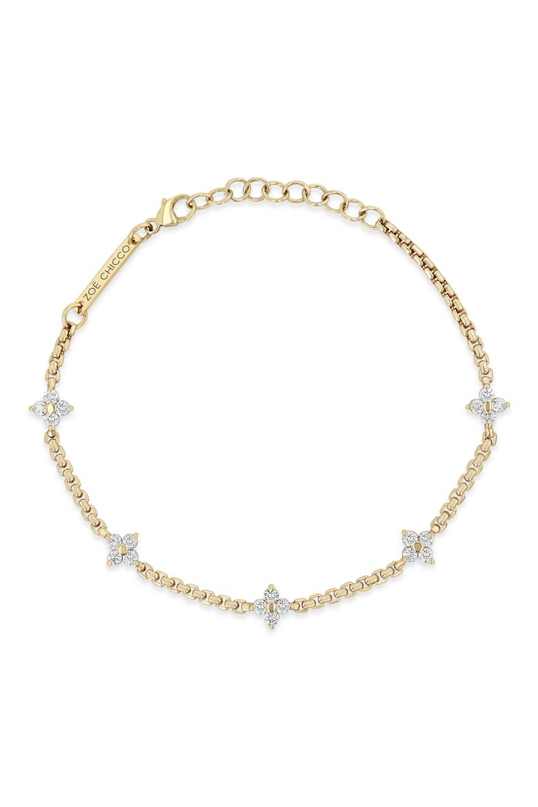 14K Gold Diamond Station Bracelet, Main, color, 14K YELOW GOLD