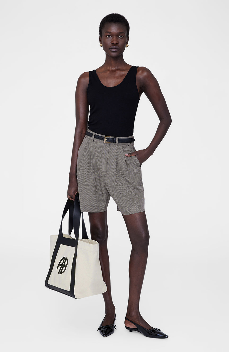 ANINE BING Cara Tote, Alternate, color, Natural Canvas / Black