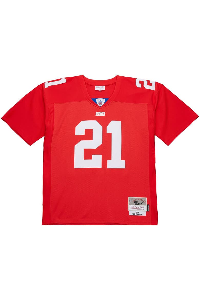 Men's Mitchell & Ness Tiki Barber Red New York Giants 2004 Legacy Replica Jersey, Alternate, color, Red