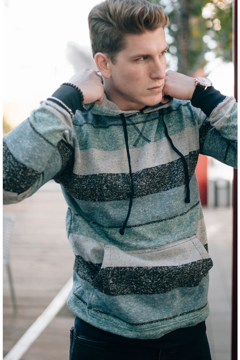 Fleece Pullover Hoodie, Alternate, color, LIGHT BLUE/ BLACK