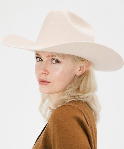 Gigi Pip Stylish Teddy Cattleman Hat In Cream