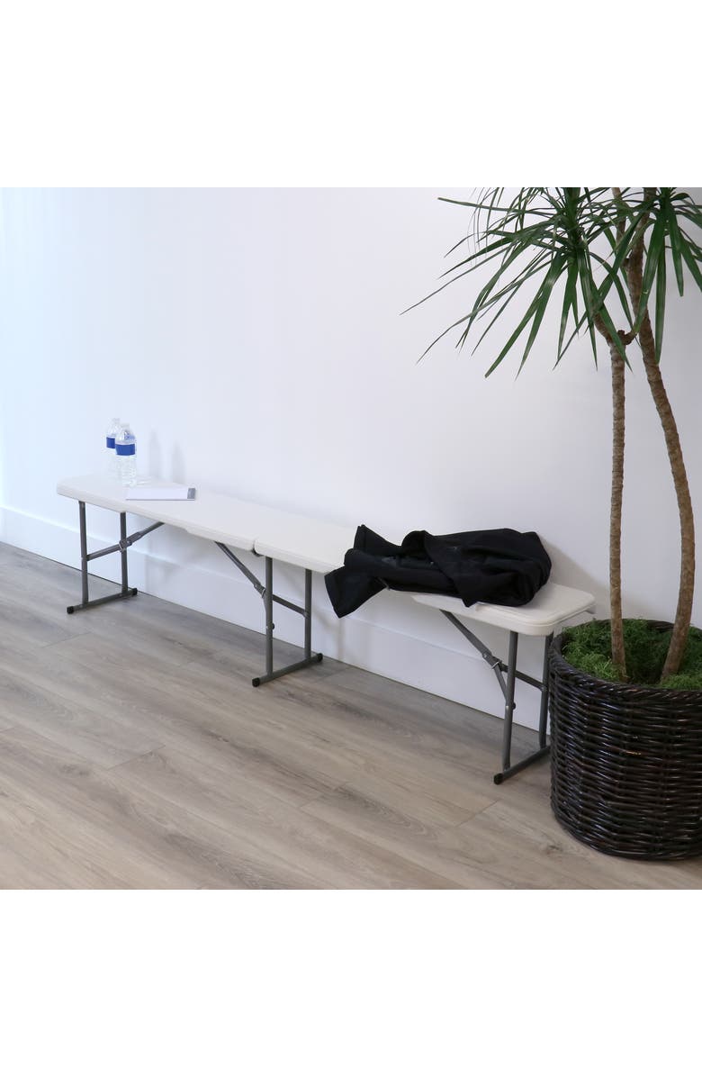 Elama 6 Foot Plastic Folding Bench, Alternate, color, White