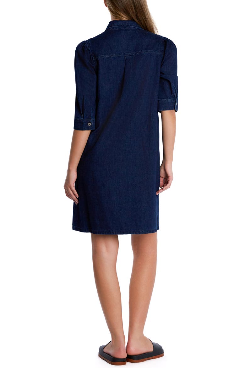 Puff Sleeve Denim Shirtdress, Alternate, color, NAVY BLUE