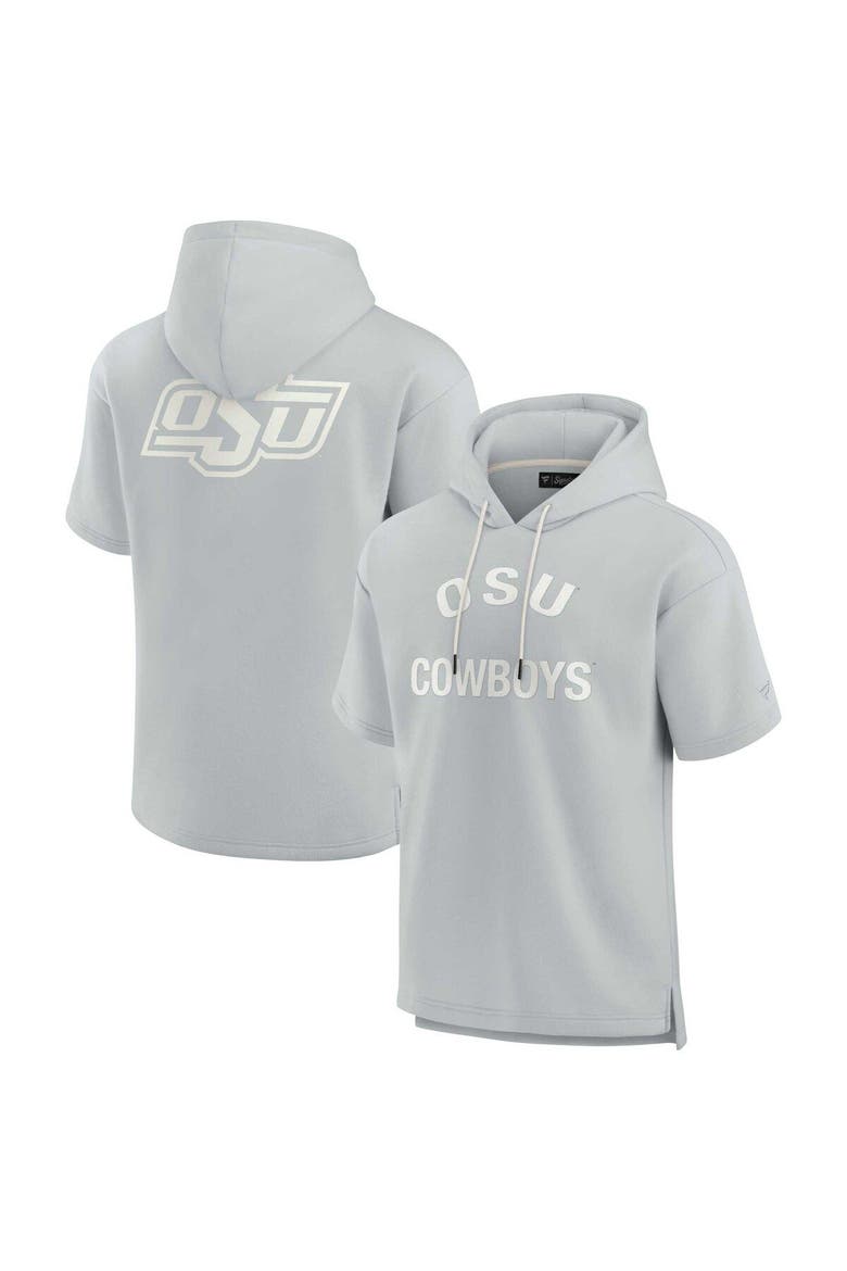 Unisex Fanatics Signature Gray Oklahoma State Cowboys Elements Super Soft Fleece Short Sleeve Pullover Hoodie, Main, color, Gray
