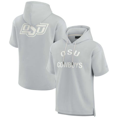 Unisex Fanatics Signature Gray Oklahoma State Cowboys Elements Super Soft Fleece Short Sleeve Pullover Hoodie
