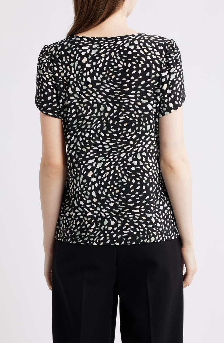 AK ANNE KLEIN Floral Tulip Sleeve Top, Alternate, color, Anne Black Multi