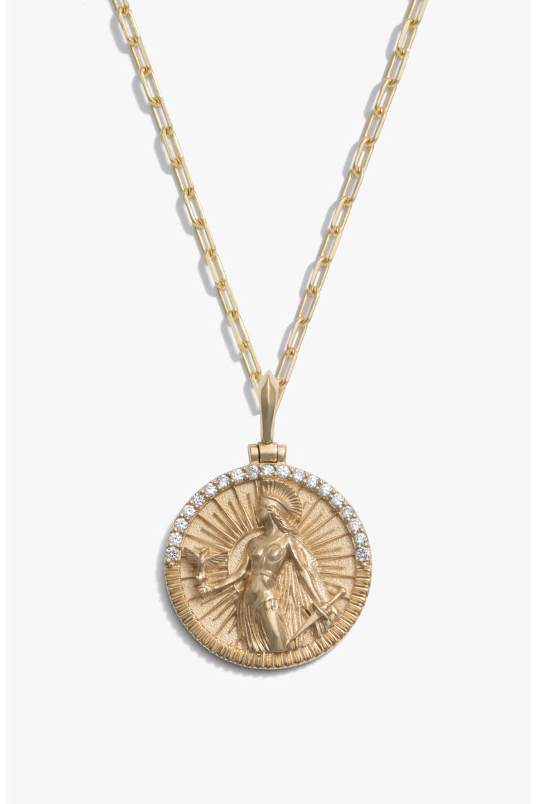 Diamond Athena Medallion Pendant Necklace, Main, color, 14K YELLOW GOLD