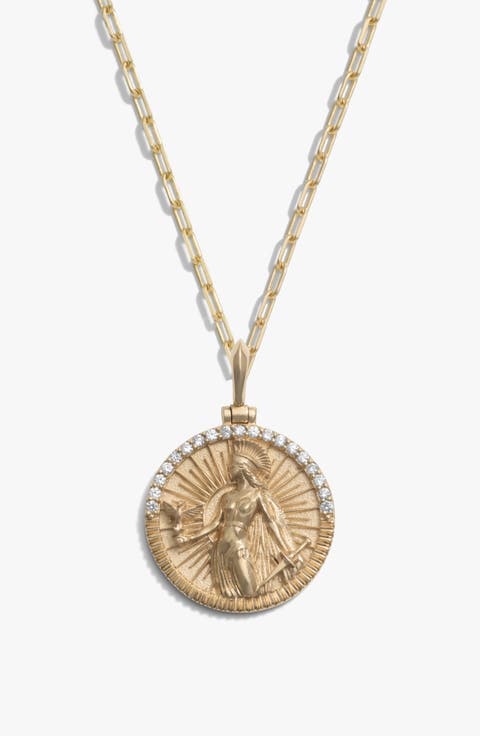Diamond Athena Medallion Pendant Necklace