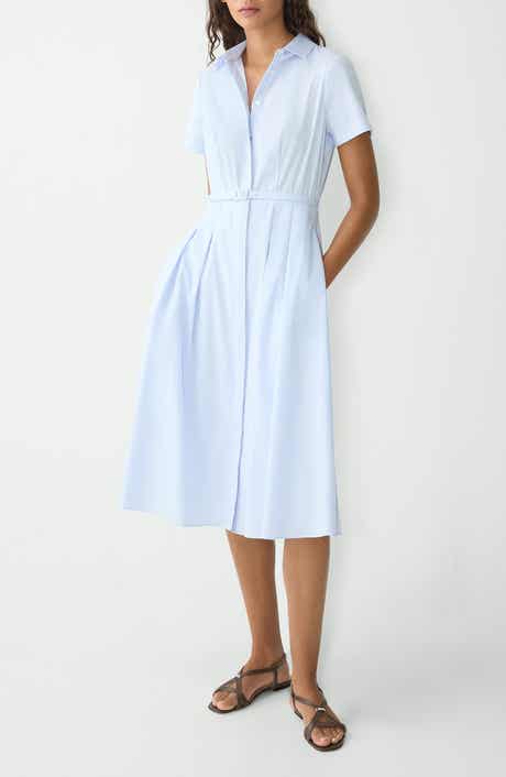 Theory Belted Cotton Blend Shirtdress