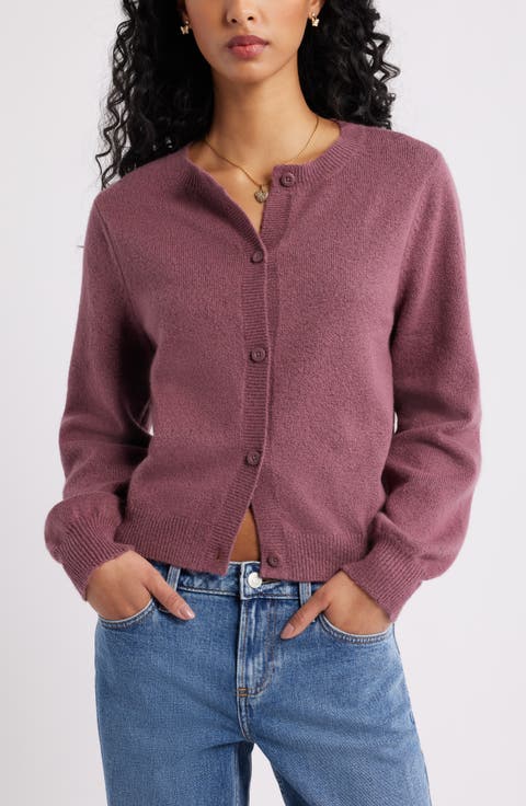 Crewneck Cotton Blend Cardigan