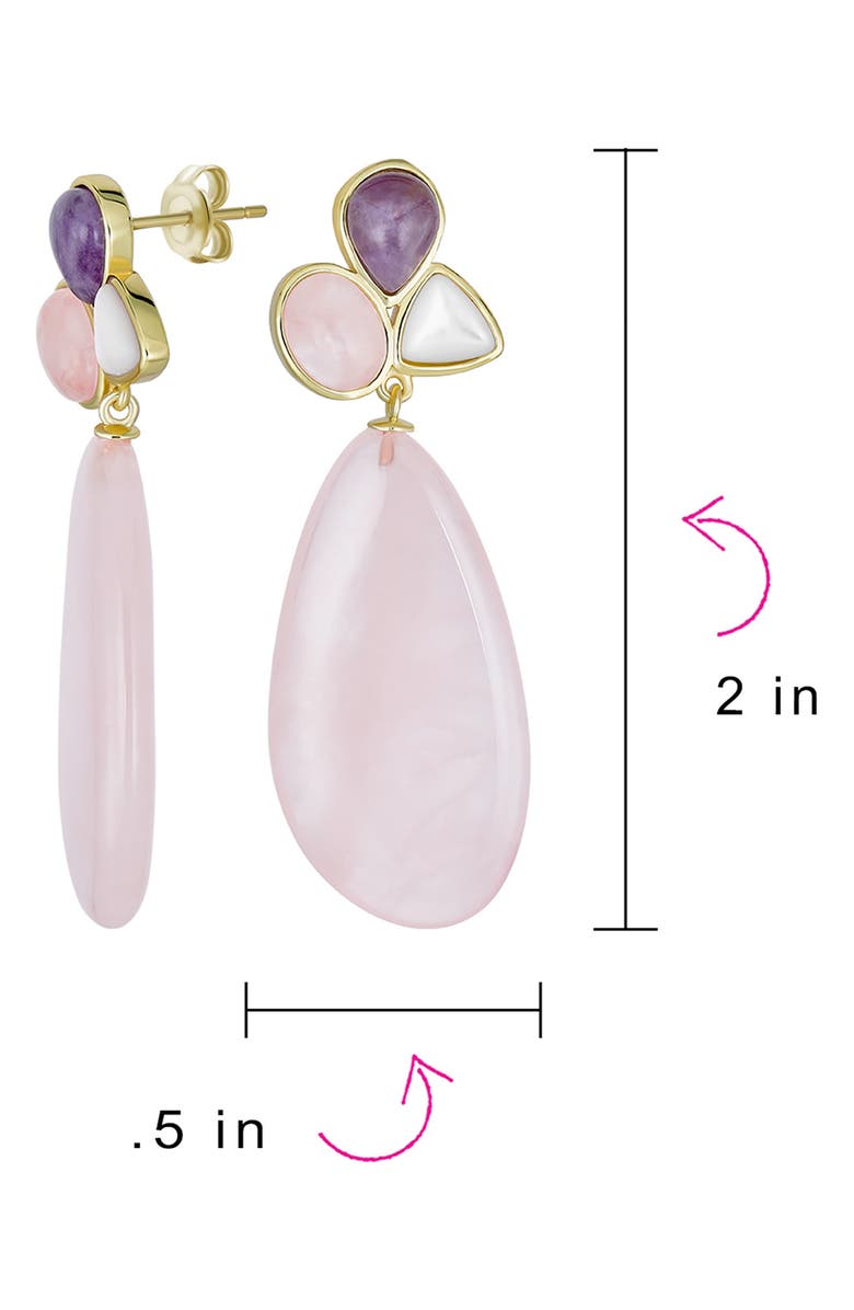 BLING JEWELRY Geometric Rose Quartz Teardrop Earrings, Alternate, color, Pink