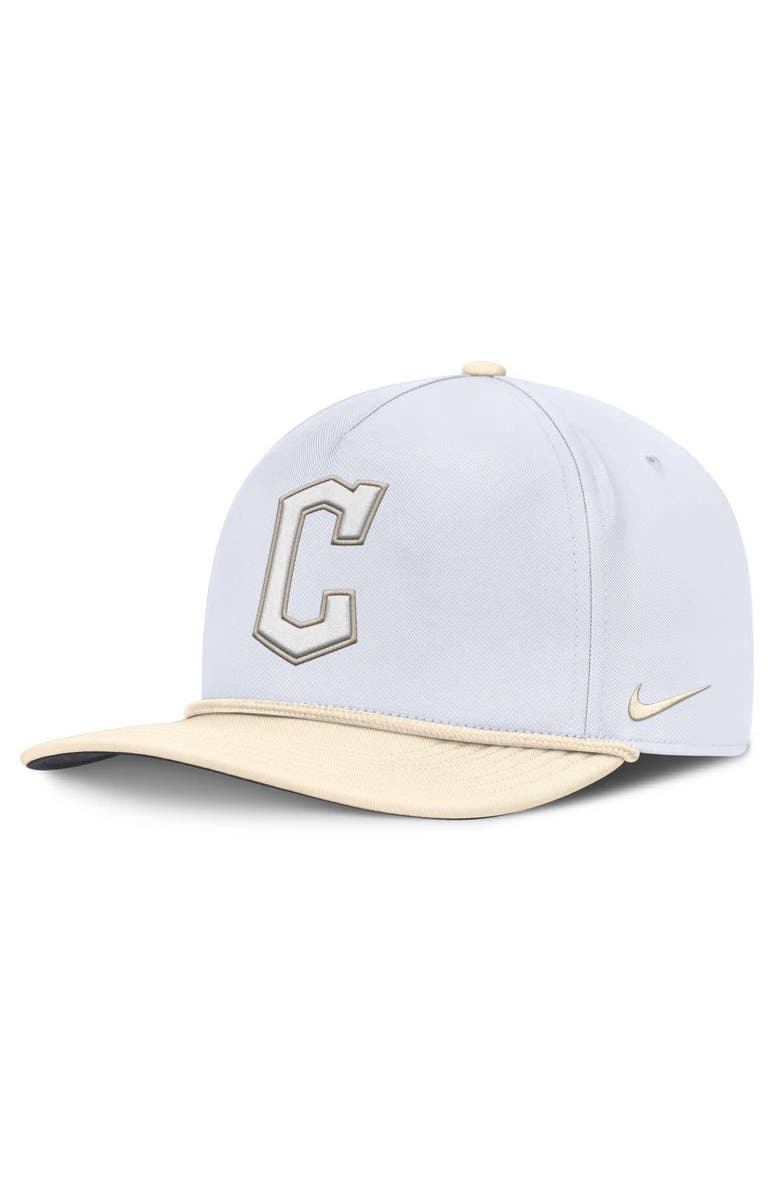 Nike Men's Nike White/Cream Cleveland Guardians Pro Performance Snapback Hat, Main, color,