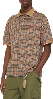 Burberry Check Cotton Blend Polo Shirt