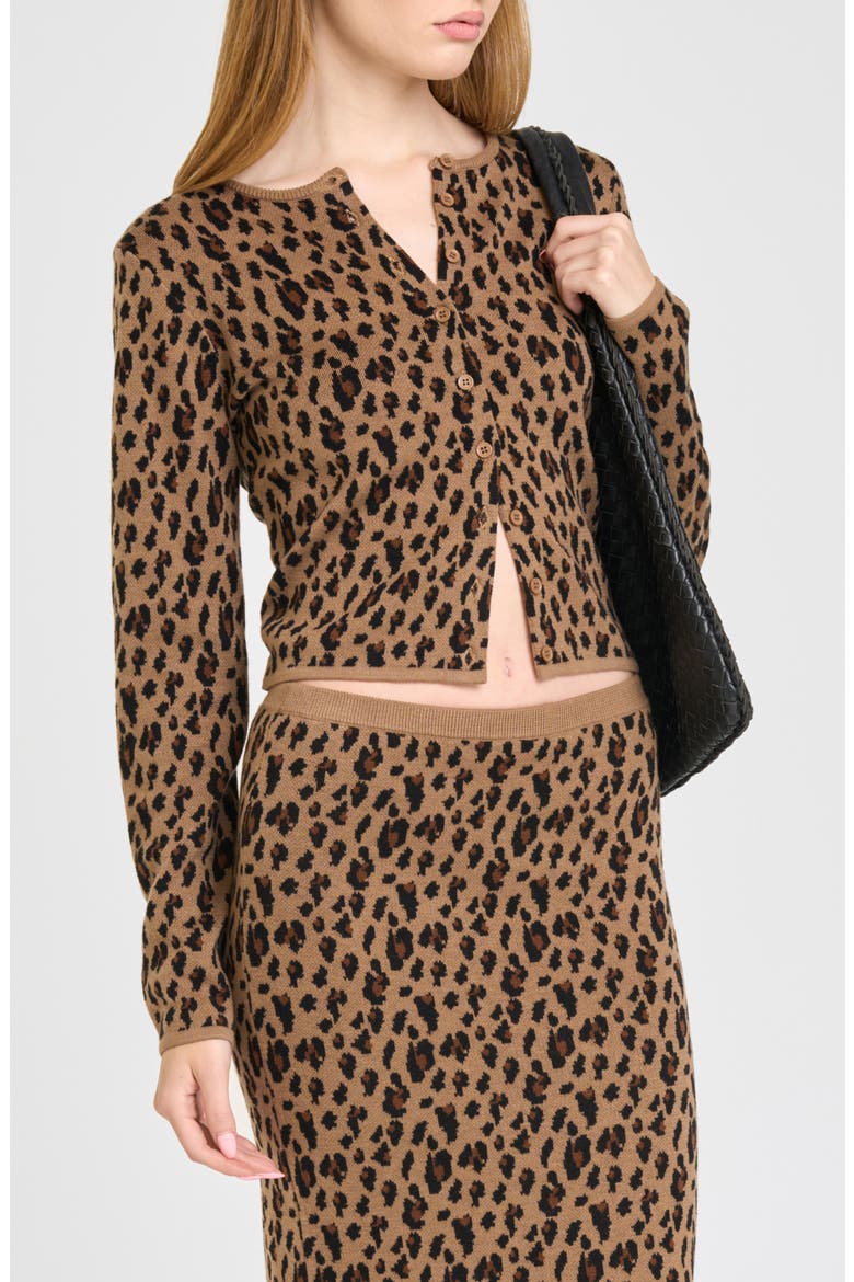 Willa Checked Cardigan, Alternate, color, BROWN LEOPARD