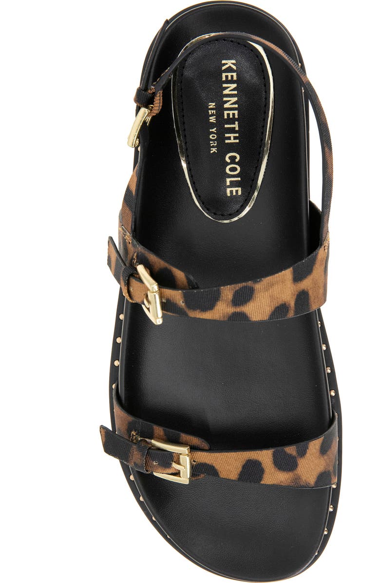 Kenneth Cole Drinity Flat Slingback Sandal, Alternate, color, Leopard Fabric