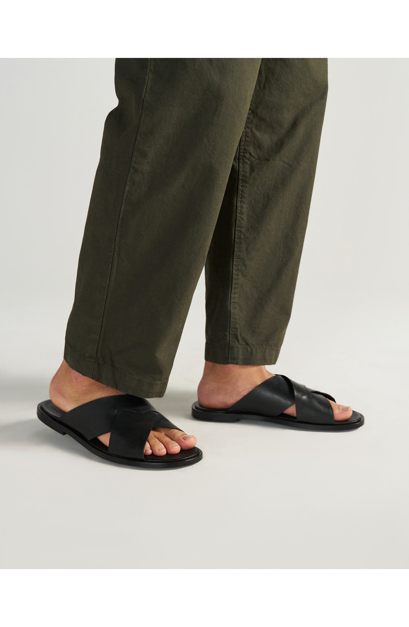 Tecovas Lexington Leather Slide Sandal, Alternate, color, Midnight