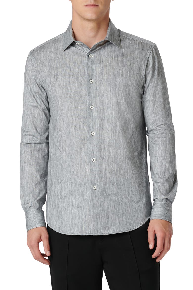 James OoohCotton® Chambray Print Button-Up Shirt, Main, color, BLACK