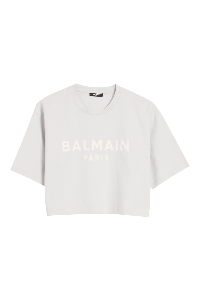 Crop Cotton Logo Tee, Alternate, color, PALE YELLOW/LIGHT BL