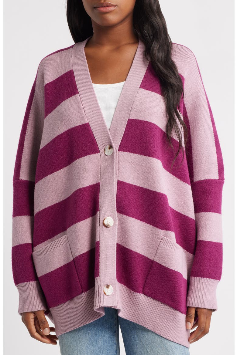Love You Oversize Cardigan, Alternate, color, BOYSENBERRY/ MAUVE