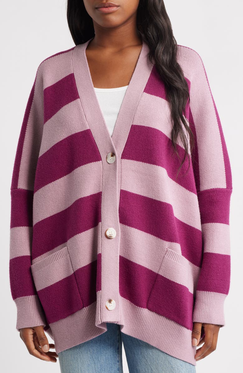 Dressed in Lala Love You Oversize Cardigan, Alternate, color, Boysenberry/ Mauve