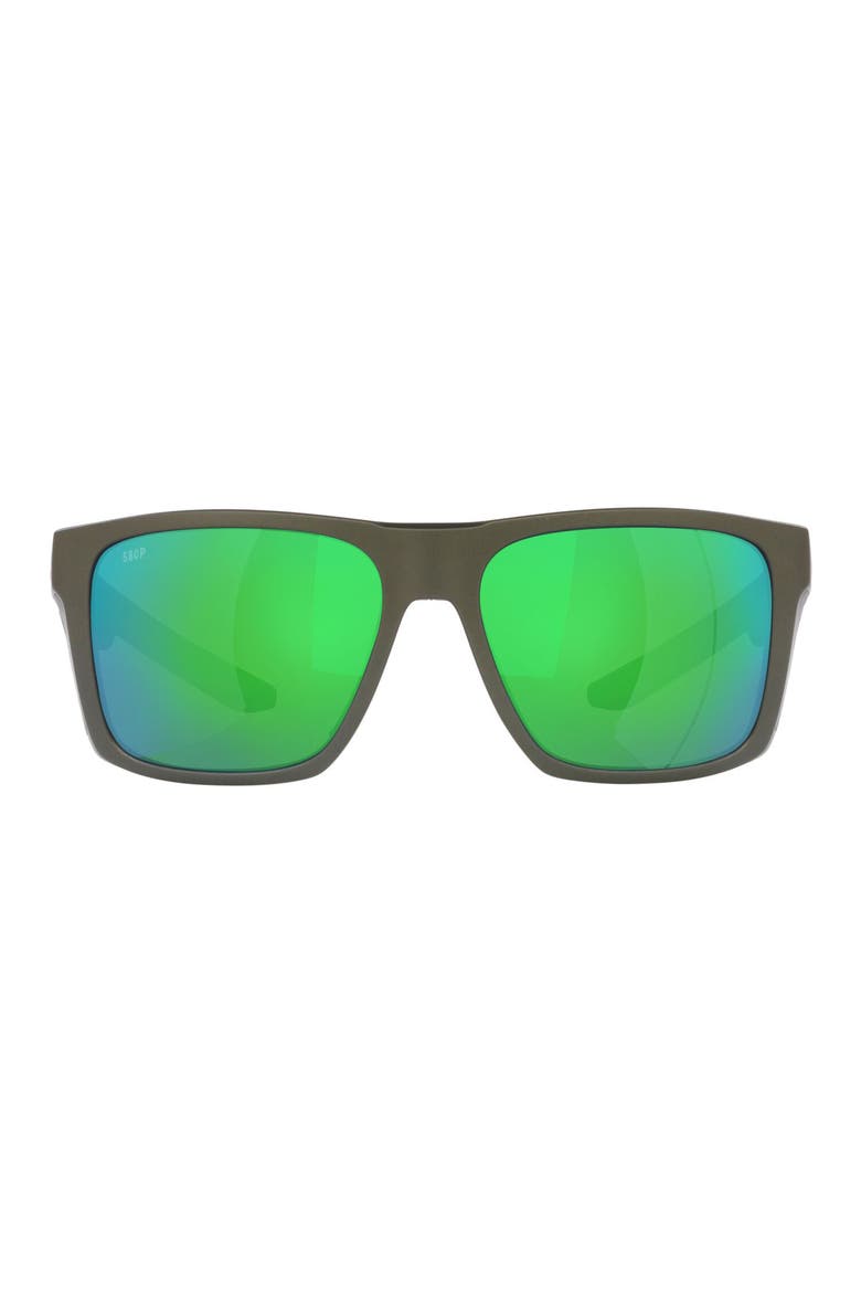 57mm Polarized Square Sunglasses, Main, color, MOSS METALLIC/ GREEN MIRROR