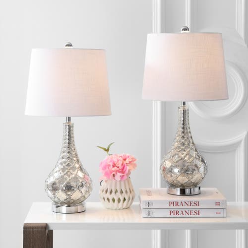 Jonathan Y Darren 25.5" Glass Led Table Lamp, Mercury Silver In Mercury Silver