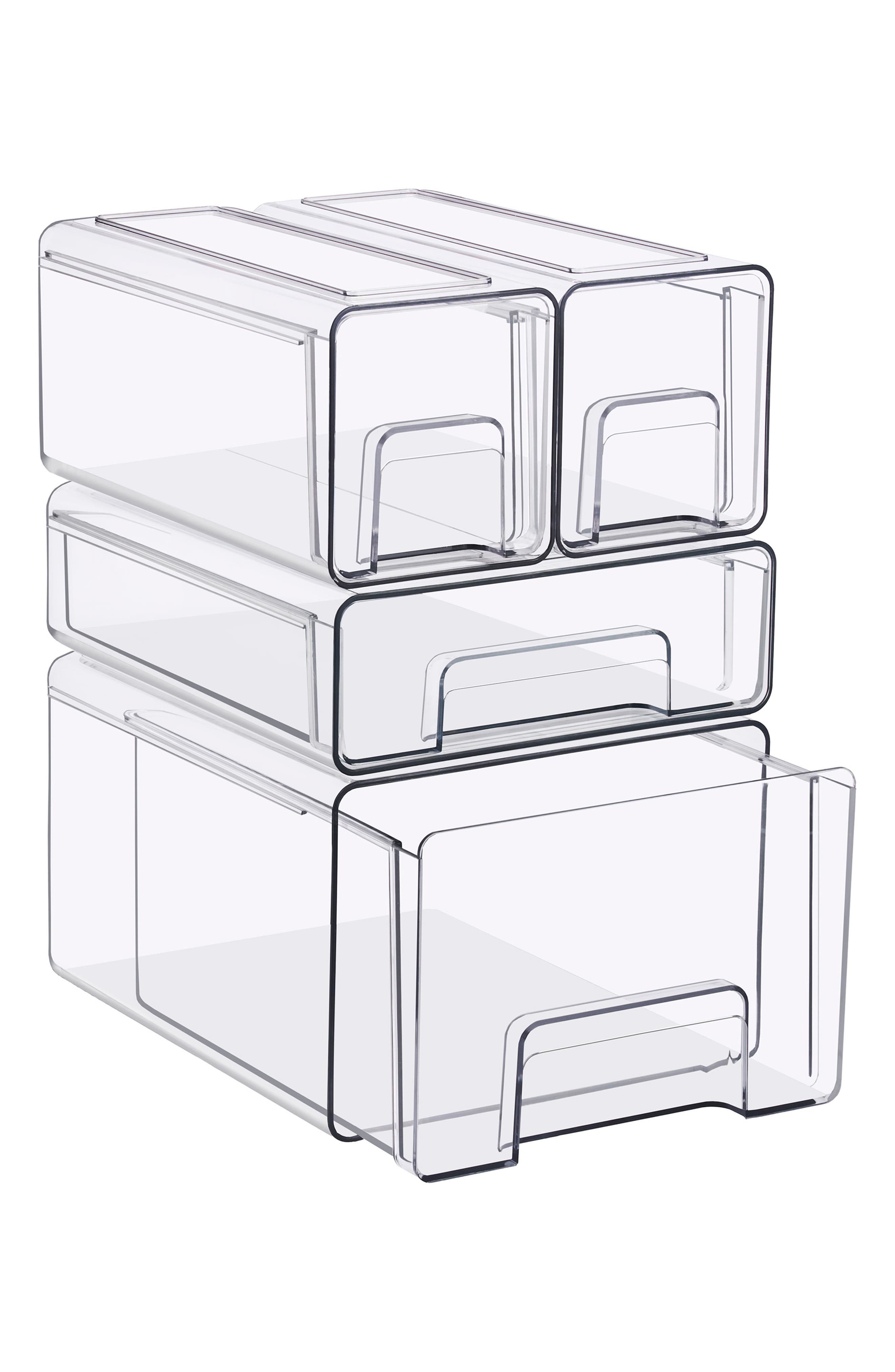4-Piece Set Clear Stackable Drawers