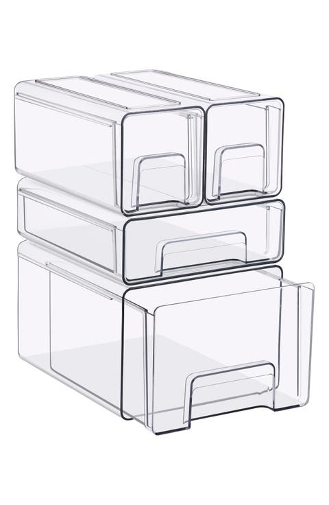 4-Piece Set Clear Stackable Drawers